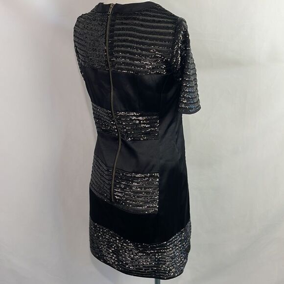 Nanette Lepore NWT Black Sequin Striped Mini Dress - Picture 3 of 6